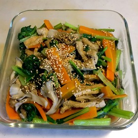 簡単 お鍋1つ 小松菜油揚げ舞茸煮浸し