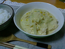 *肉だんごと白菜のコーンクリーム煮*