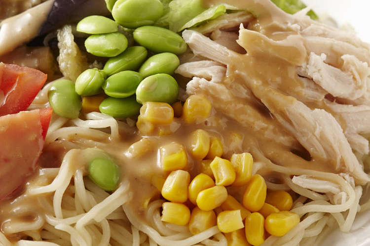 夏野菜たっぷり冷やし中華 ごまだれ風味 レシピ 作り方 By おいしいコープ クックパッド 簡単おいしいみんなのレシピが354万品