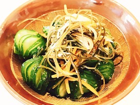 蛇腹切り胡瓜のネバネバ昆布和え