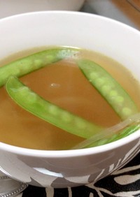 絹さやと玉葱の洋風スープ:-)