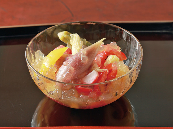 季節野菜の寒天あえ
