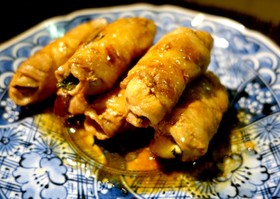 簡単 ポン酢とバターで食べるなすの肉巻き