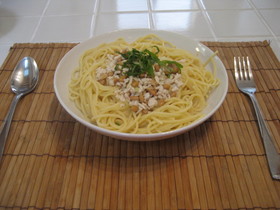 納豆でスープスパゲッティ