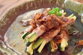 ズッキーニの豚巻き〜ドライ金柑香味ソース