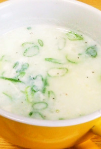 【簡単】卵白とネギの中華スープ