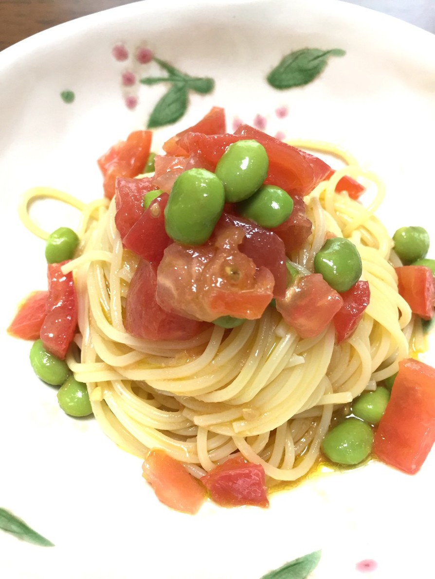 本格派！ トマトと枝豆の冷製パスタ! by ハピネス・テン 【クックパッド】 簡単おいしいみんなのレシピが395万品