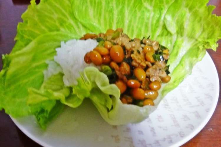 うまうま納豆そぼろのレタス包みご飯 レシピ 作り方 By クック8f56ng クックパッド 簡単おいしいみんなのレシピが365万品