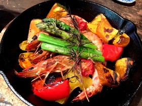 天草産野菜と車海老のグリル