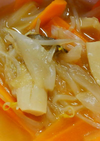 簡単ランチ！玉ねぎ人参もやしの中華スープ