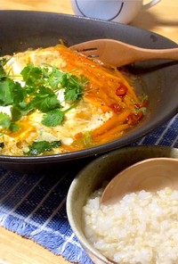 韓国風 辛いスープ 豆腐と卵&パクチー