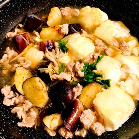 簡単!!茄子と豚こま肉の豆腐あんかけ