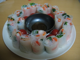 残り物野菜で生春巻き♪
