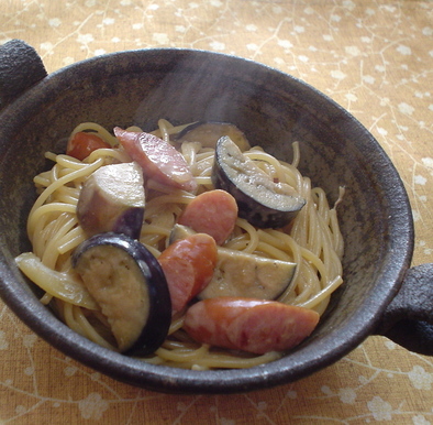 茄子の味噌マヨスパゲティの写真