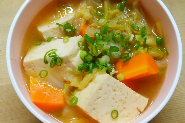 簡単 白菜と人参 豆腐の味噌にんにく煮 レシピ 作り方 By 331ミミイ クックパッド