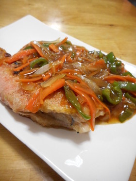 赤魚の甘酢野菜あんかけ