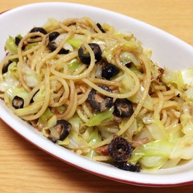キャベツツナアンチョビオリーブのパスタ