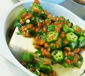 おくらと納豆の冷奴