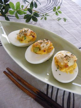 前菜にオススメ!卵ボートのツナマヨサラダ