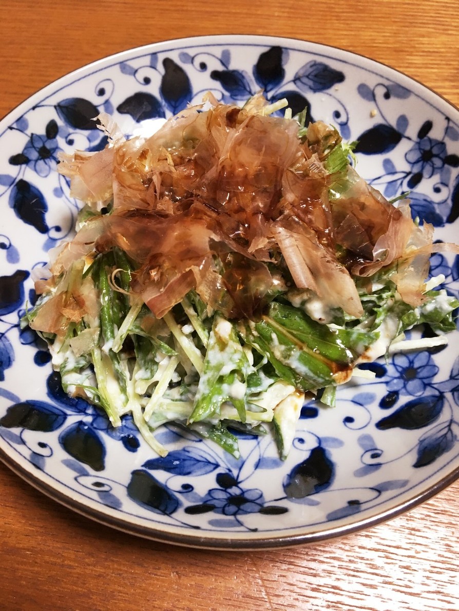 水菜の苦味なし☆水菜と豆腐のサラダの画像