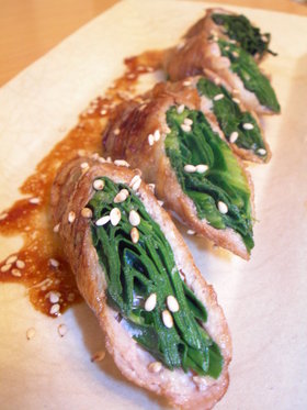 シャキシャキ小松菜の豚肉巻き♪
