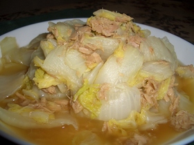 白菜とツナの蒸し煮