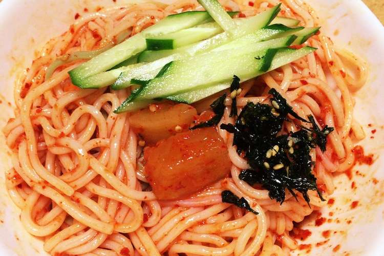 ひやむぎを簡単アレンジ 韓国ビビン麺 レシピ 作り方 By ばたこキッチン クックパッド 簡単おいしいみんなのレシピが352万品