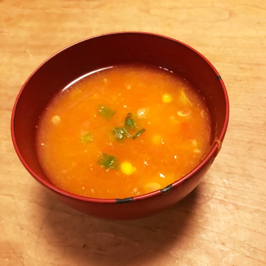 スープの素不要！トマトとコーンのスープの画像