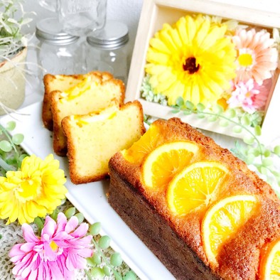 オレンジの香り漂うパウンドケーキの写真