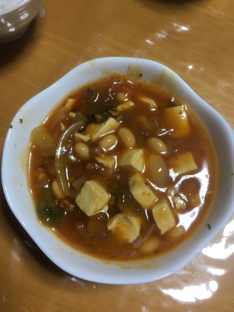 マーボ豆腐IN野菜ジュースの画像