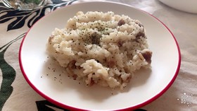 炊飯器で!ビーフガーリックライス:-)