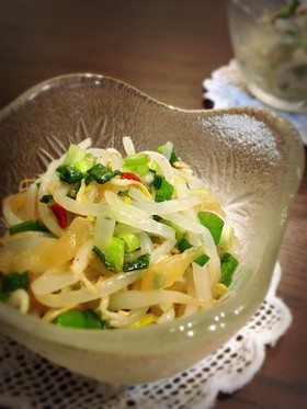中華クラゲの葱塩サラダ♡もやし大量消費!
