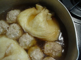 ☆卵入り揚げ巾着と鶏だんごの煮物
