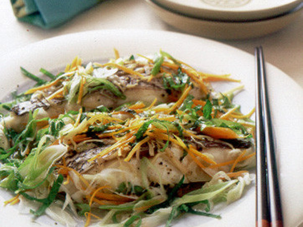 白身魚と野菜のレンジ香り蒸し