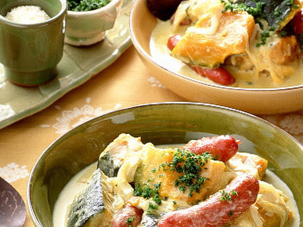 かぼちゃとソーセージのクリーム煮
