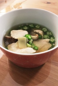 鶏むね肉と干し椎茸の疲労回復スープ