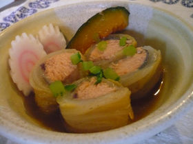 秋鮭のロール白菜