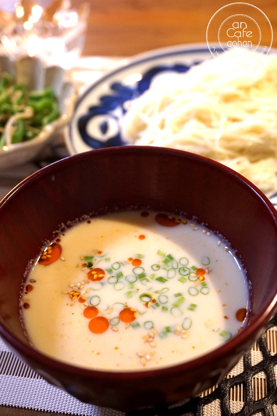 簡単素麺アレンジ！豆乳deピリ辛担々麺風の画像