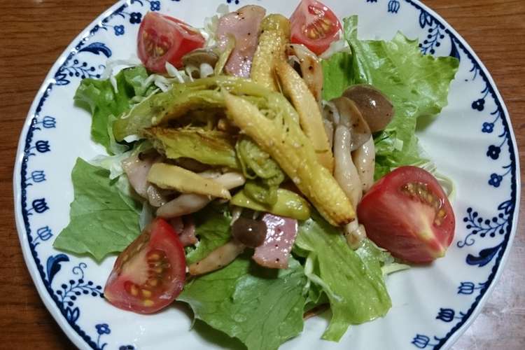 ヤングコーン炒め 山盛りのっけサラダ レシピ 作り方 By Machi106 クックパッド 簡単おいしいみんなのレシピが358万品