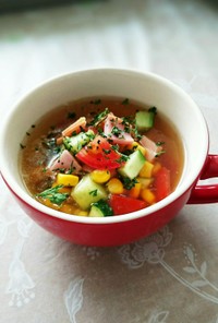 野菜たっぷり冷製コンソメスープ