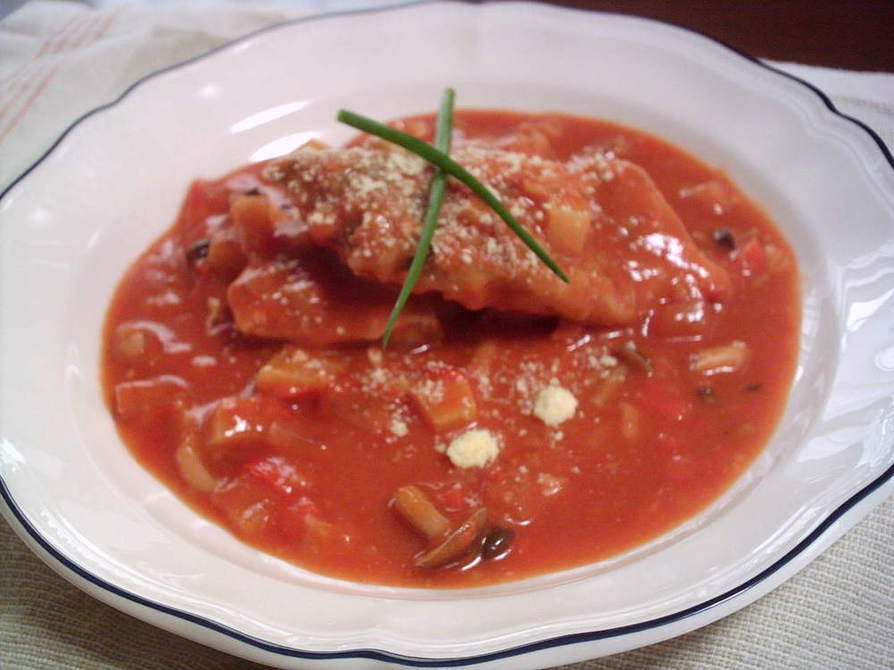 鱈のキャンベルトマトスープ煮込みの画像