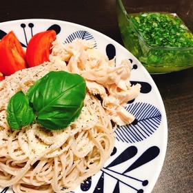 塩バジルつけ蕎麦