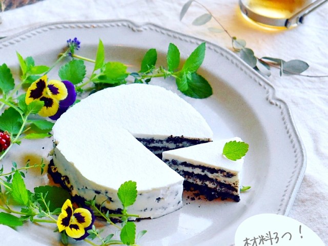 材料3つ オレオのレアチーズケーキ レシピ 作り方 By ふじたかな クックパッド 簡単おいしいみんなのレシピが355万品