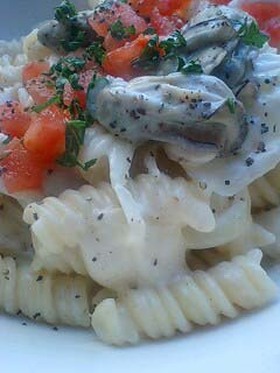 牡蠣のレモンクリームソースパスタ