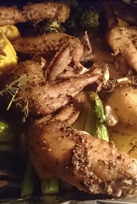 手羽先と野菜のスパイシーオーブン焼き