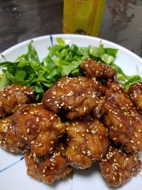 絶品!!節約☆かさまし豚こま甘辛唐揚げ