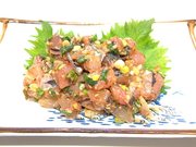 大葉にんにく醤油の大葉で!鯵のたたきの写真