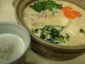 酒かす入り豆乳鍋♪