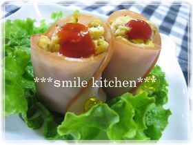 お弁当に♪ハムでたまごをクルっと♪^^