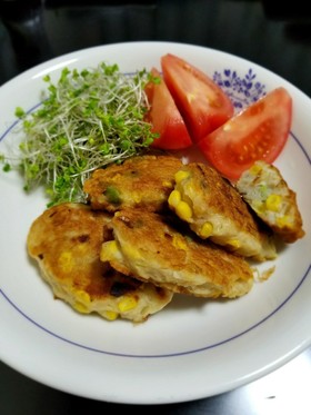 コーン&枝豆☆ふわふわメレンゲお焼き